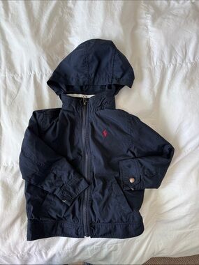 Toddler Boy Ralph Lauren Navy Hooded Jacket Size 3T *flaw*
